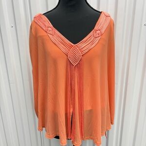 Vintage Y2K Bebe Orange Blouse with Fringe Detail